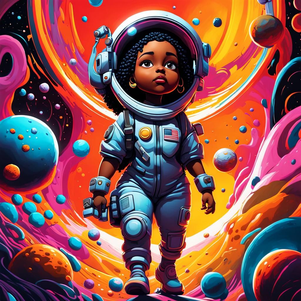 Girl's Mars Journey: Graffiti Art in Digital Style