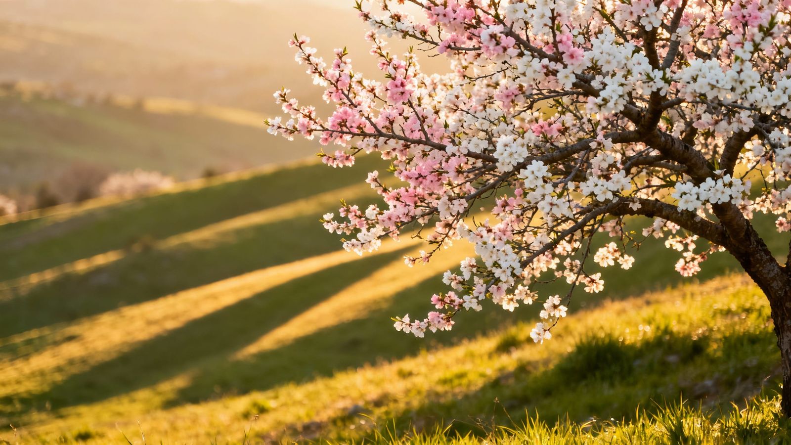 Golden Hour Pastoral Almond Tree Blossom