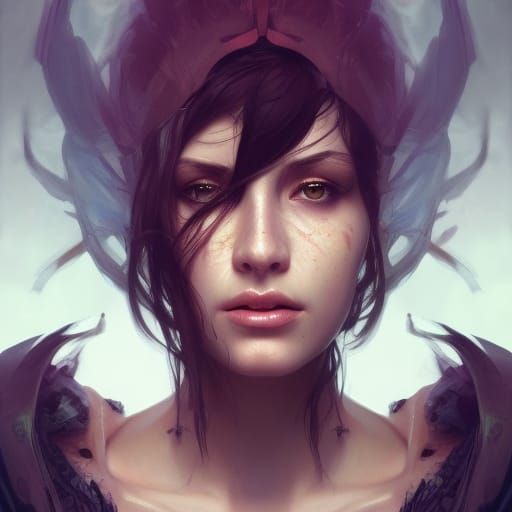 Detailed Portrait of a Female Monster in 8k