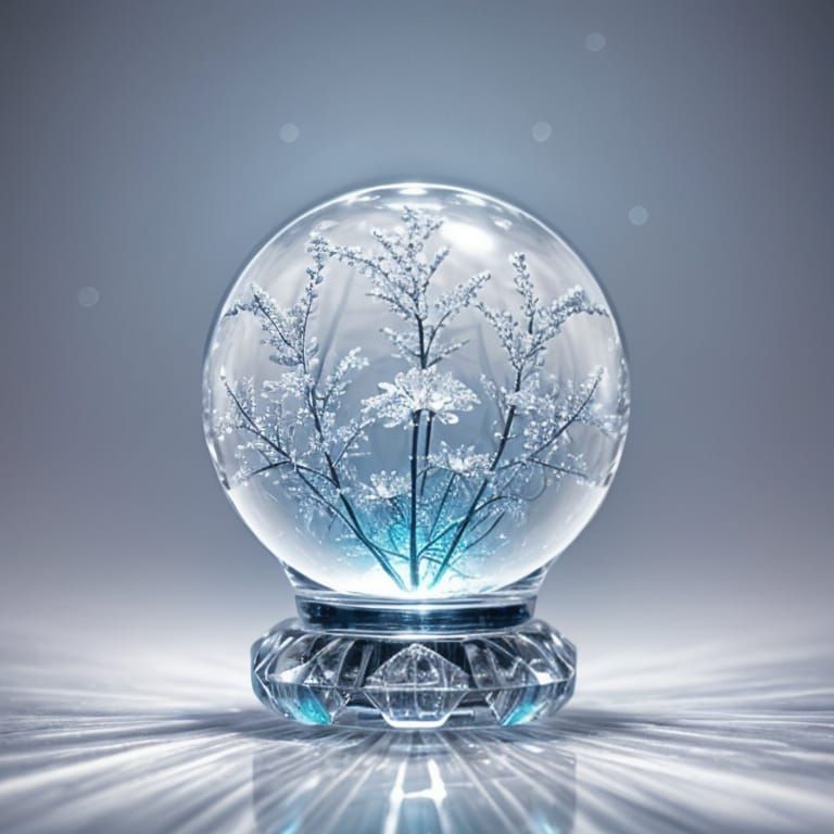 Ice Flowers in Crystal Ball: Professional Photography