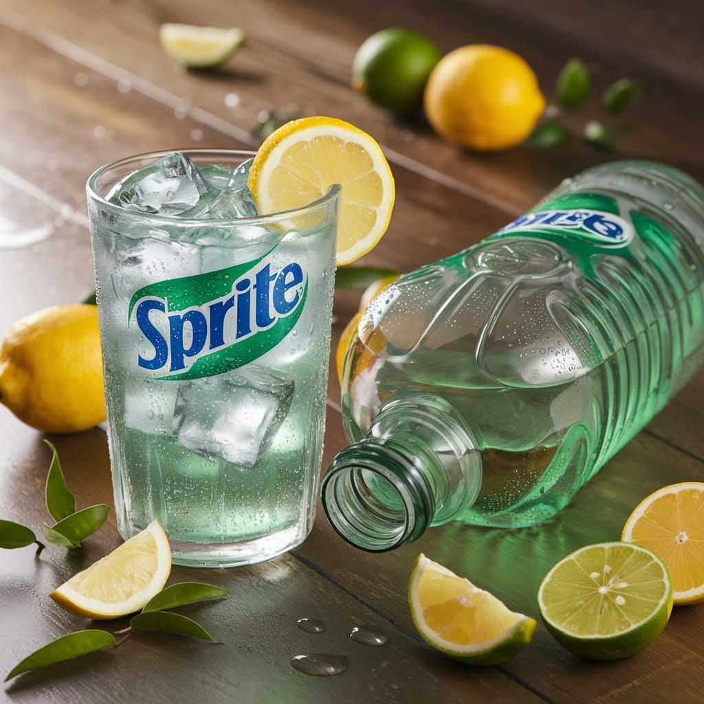 Refreshing Sprite Drink with Lemon and Ice