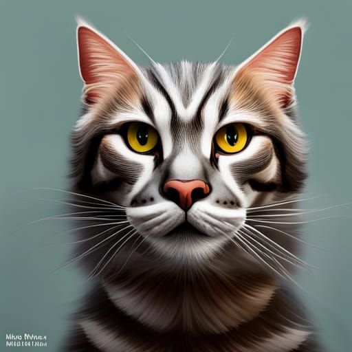 Silver Tabby Cat Portrait in Studio Lighting