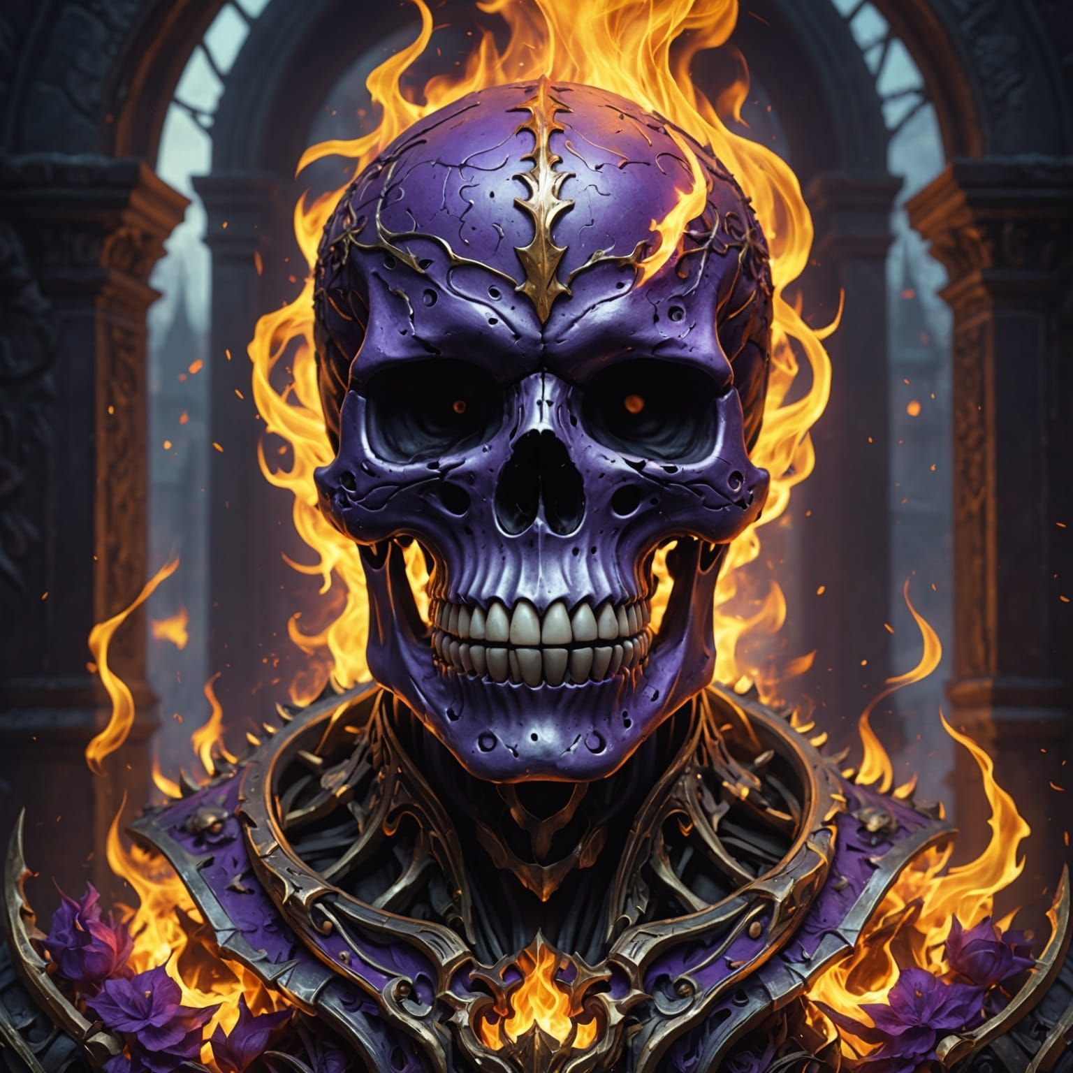 Fiery Skull Dark Fantasy Concept Art