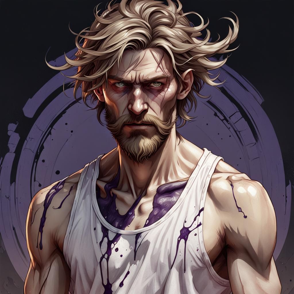 Detailed Portrait of a Sickly Man in Digital Art Style