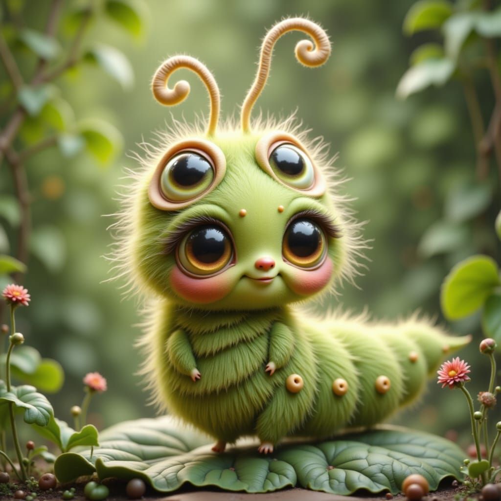 Cute Chibi Caterpillar Looks On
