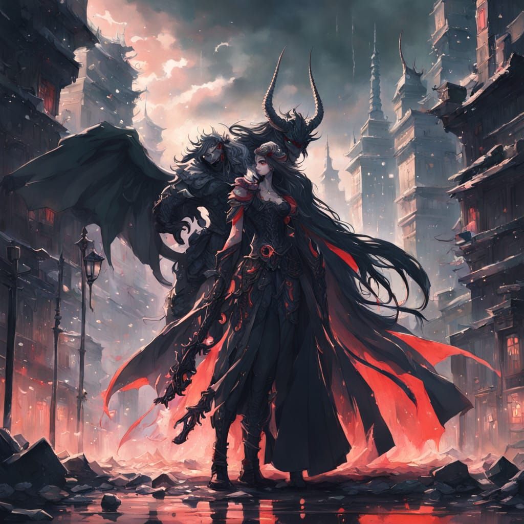 Angelic Demon Hugs Tearful Warrior in Heartwarming Reunion