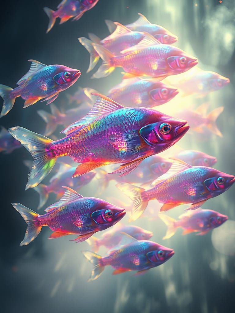 Colossal Bioluminescent Fish in Celestial Dreamscape