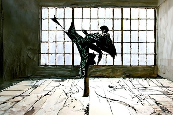 Bruce Lee Wing Chun in Modern Ink Painting