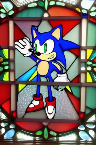 Sonic the Hedgehog Stained Glass Art