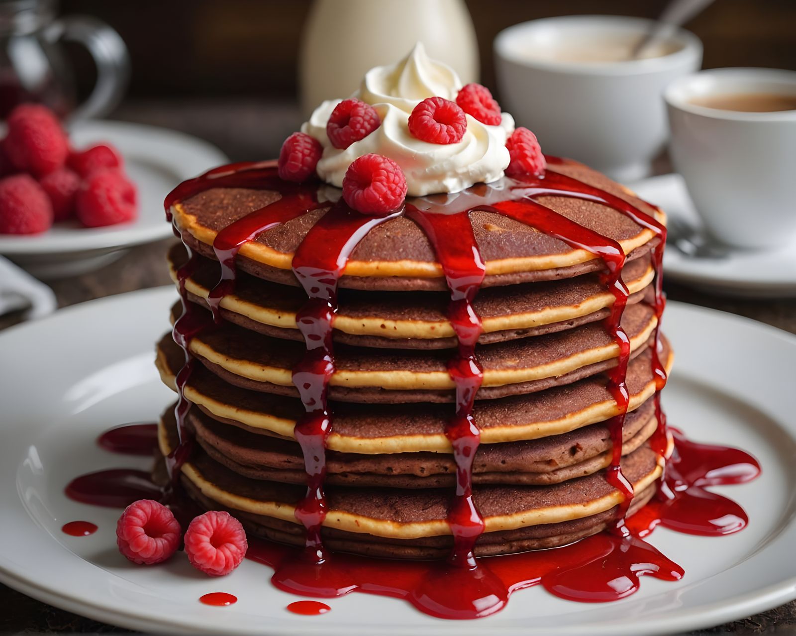 Red Velvet Pancakes with Cream Cheese Glaze