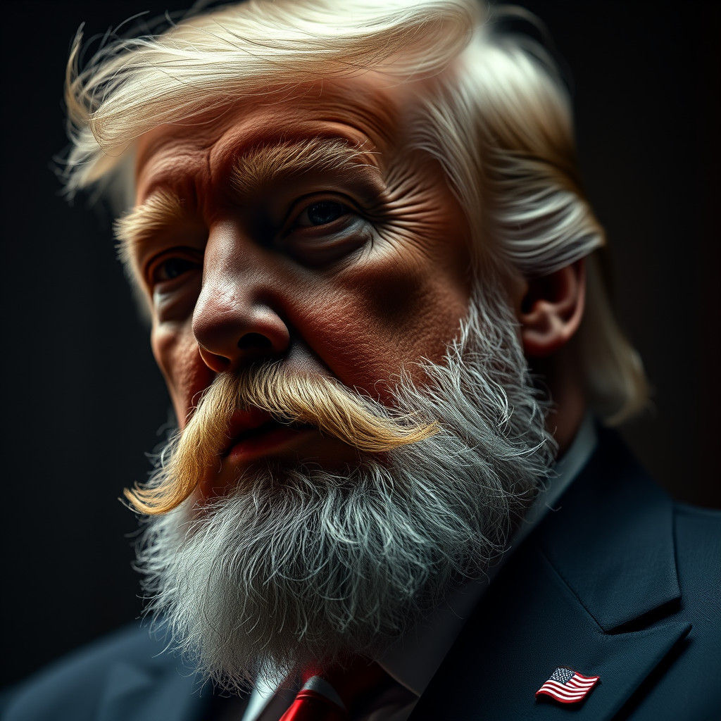 Hyperrealistic Portrait of Donald Trump with Beard