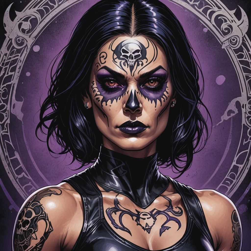 Gothic Comic Book Art: Raven Wrestler Portrait