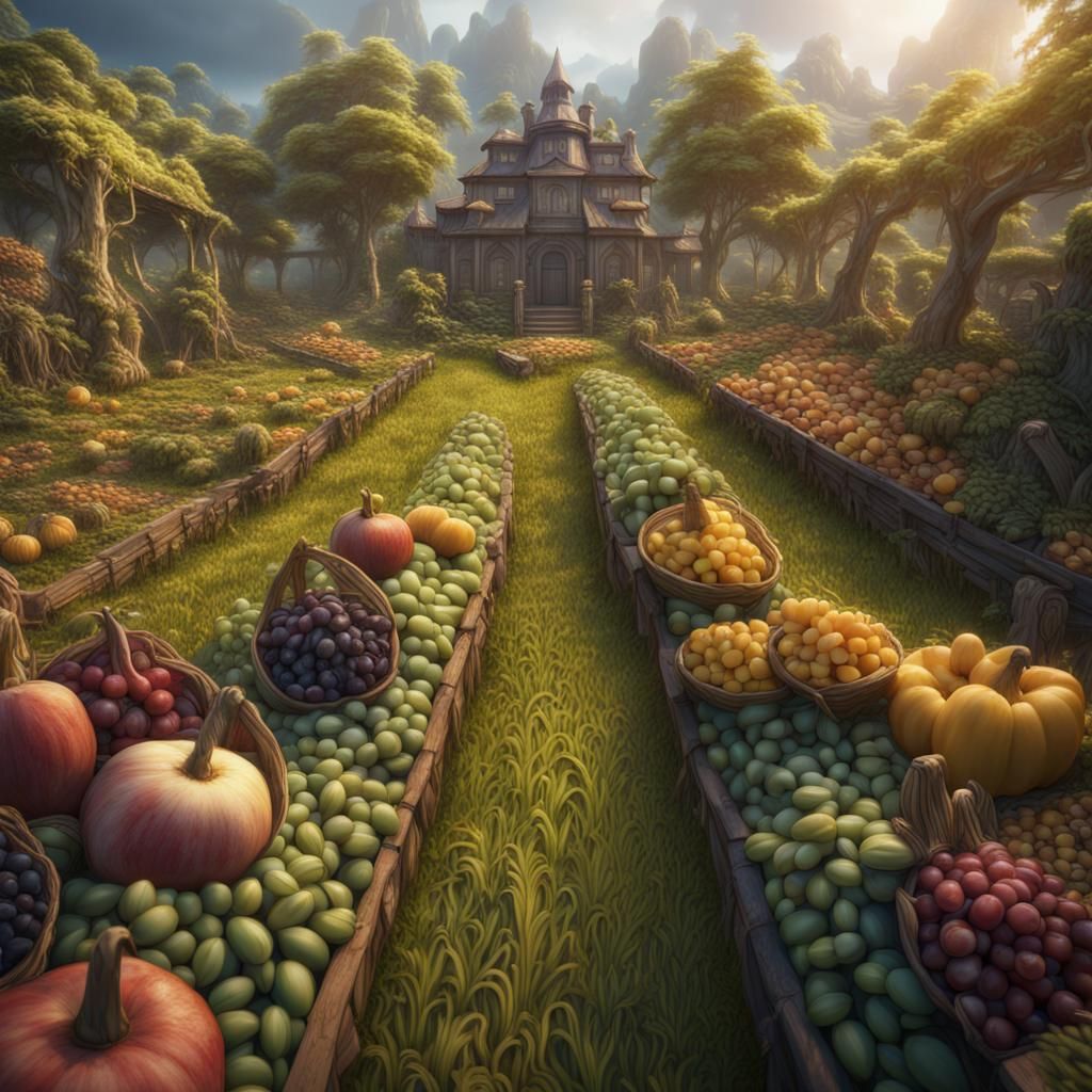 Lush Gardens and Fields: A Fantasy Landscape