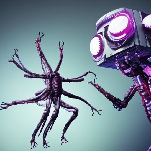 Alien Doctor Operating in Cyberpunk Space Hospital