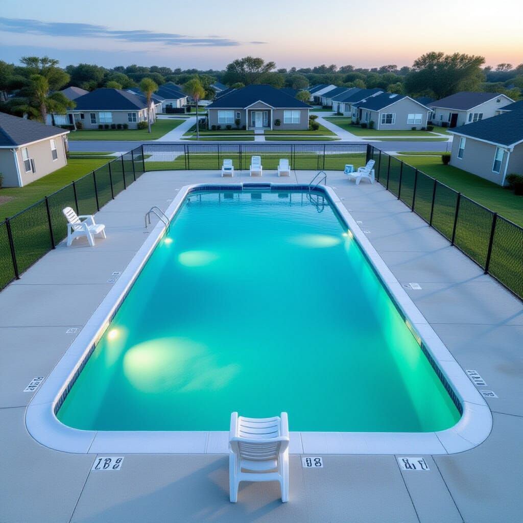 Liminal Suburban Pool at Golden Hour