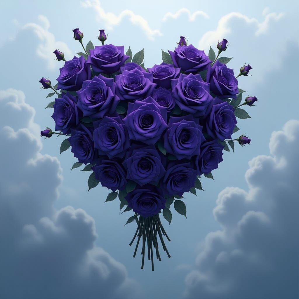 Dramatic Bouquet of Heart-Shaped Roses in Moody Lighting