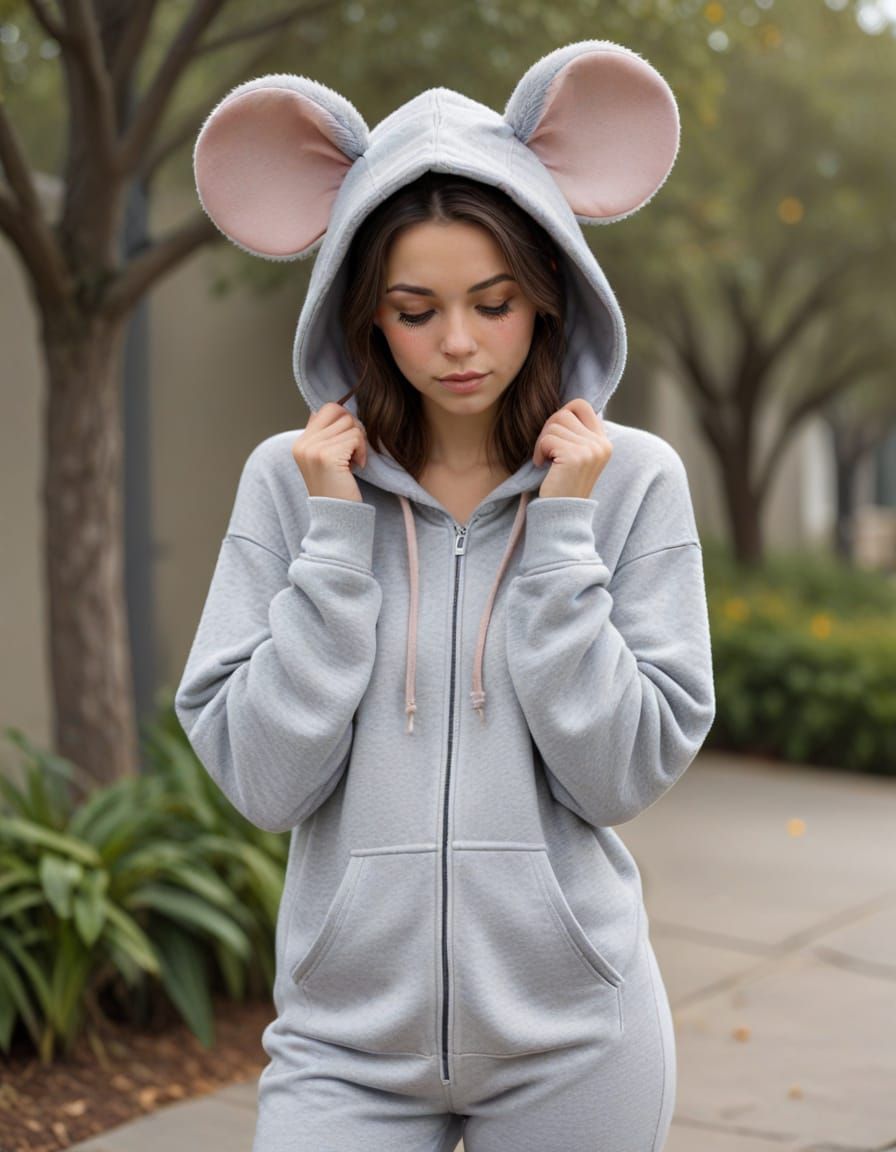 Shy Mouse Woman in Whimsical Realistic Style