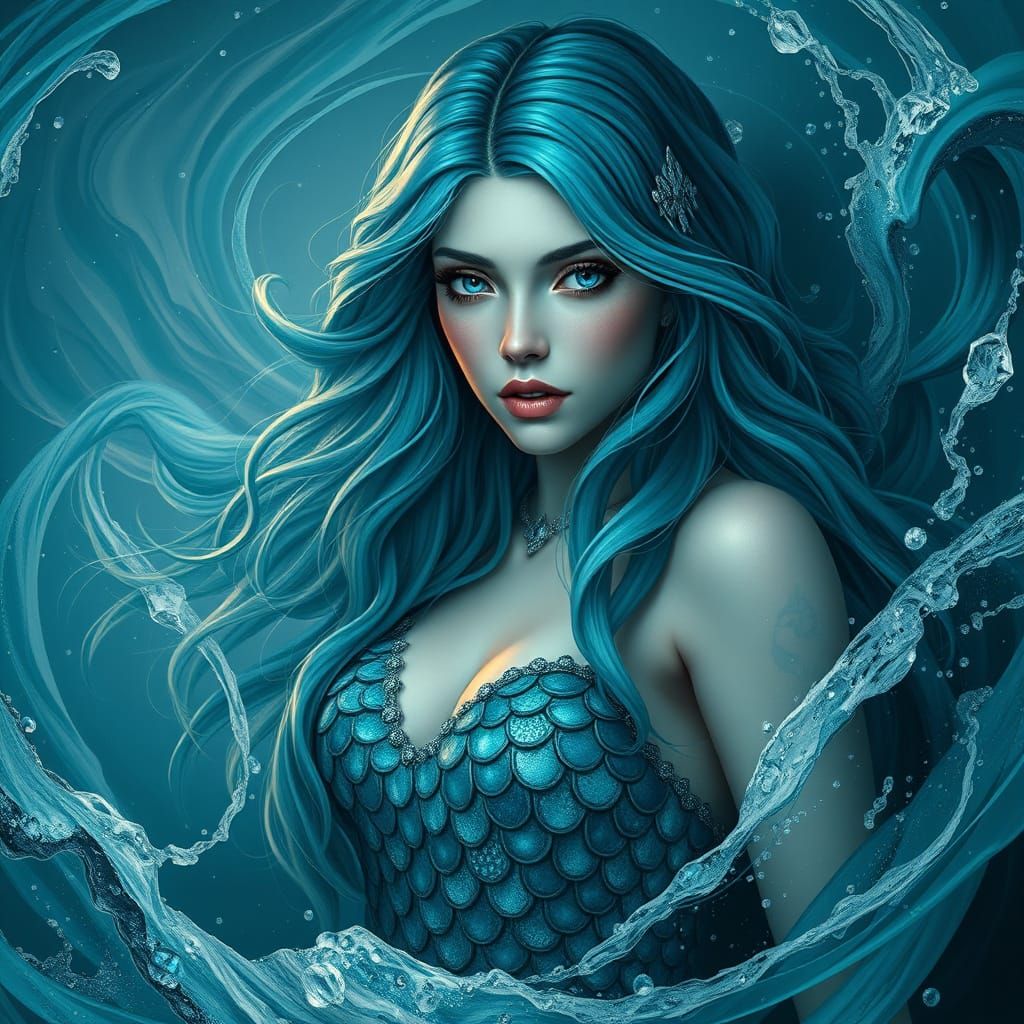 Turquoise Siren Emerges from the Sea in Splendid Fantasy Art