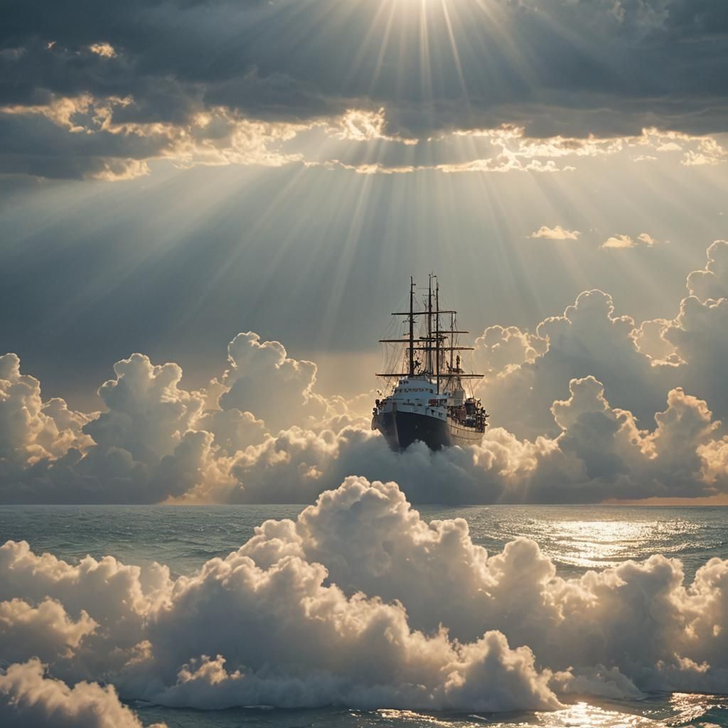 Ship at Sea in Divine Sunshine