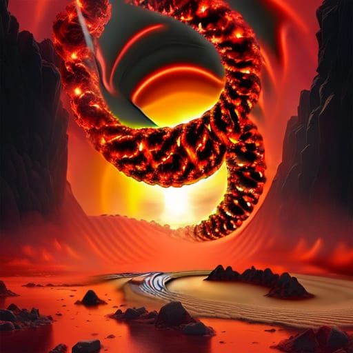 Surreal Fiery Clouds in Stygian Atmosphere