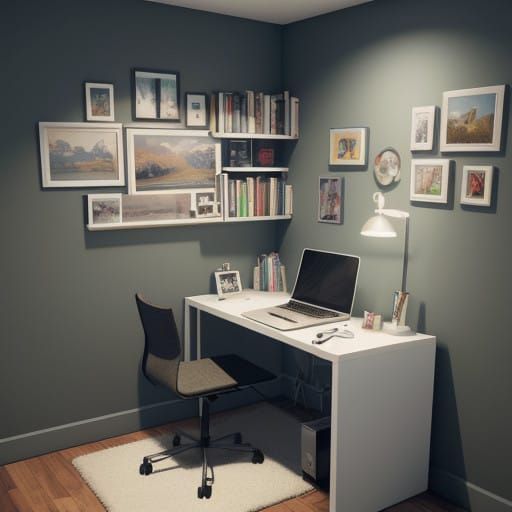 Vibrant Study Space in a Compact Room