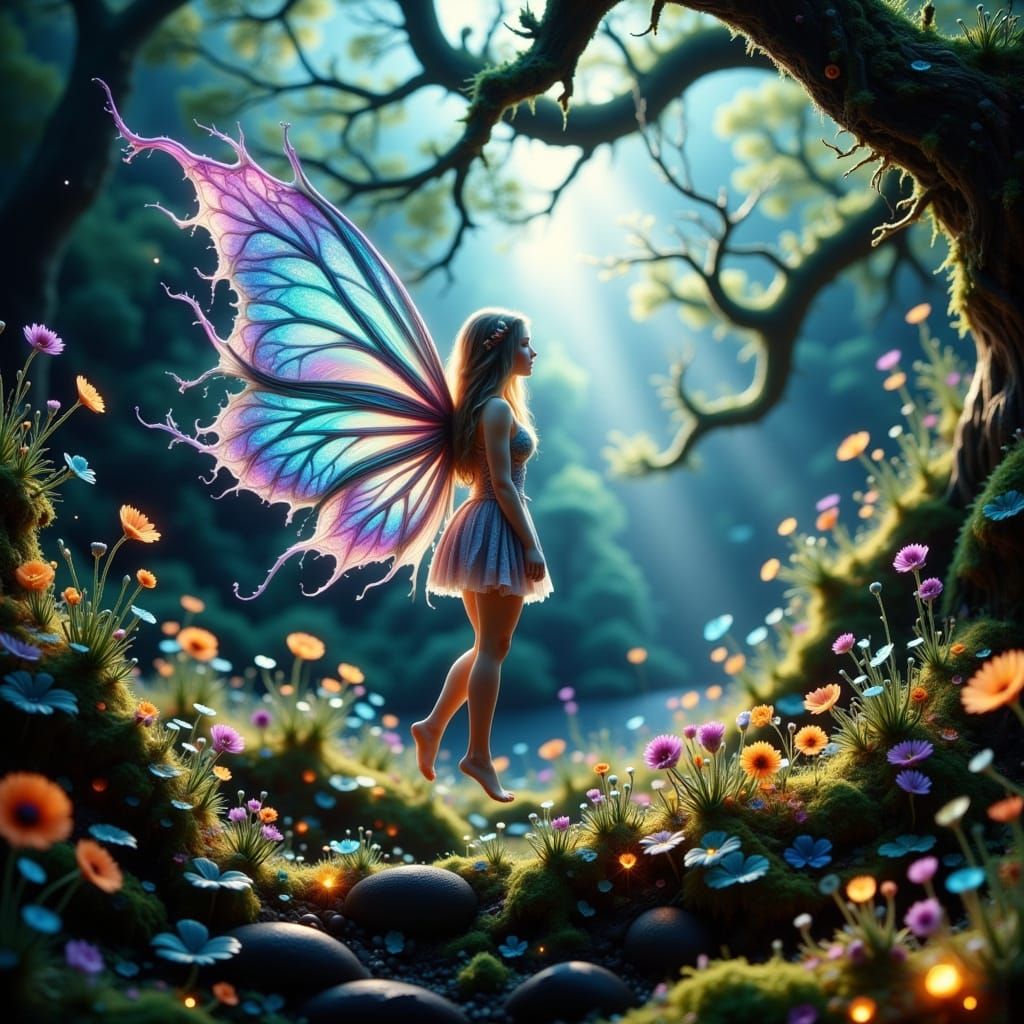 Enchanted Fairy in Sparkling Forest Glade