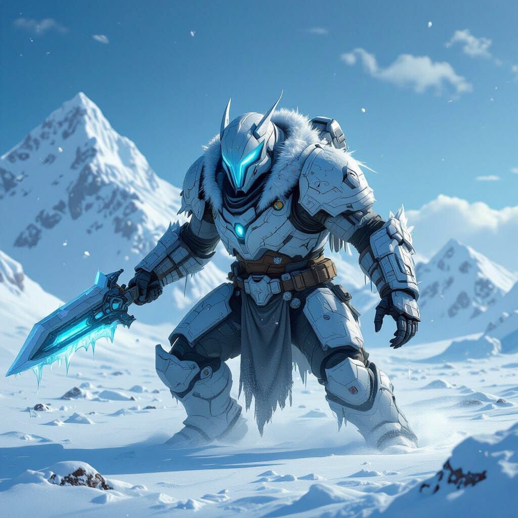 Armored Creature Attacks South Pole in Sci-Fi Realism