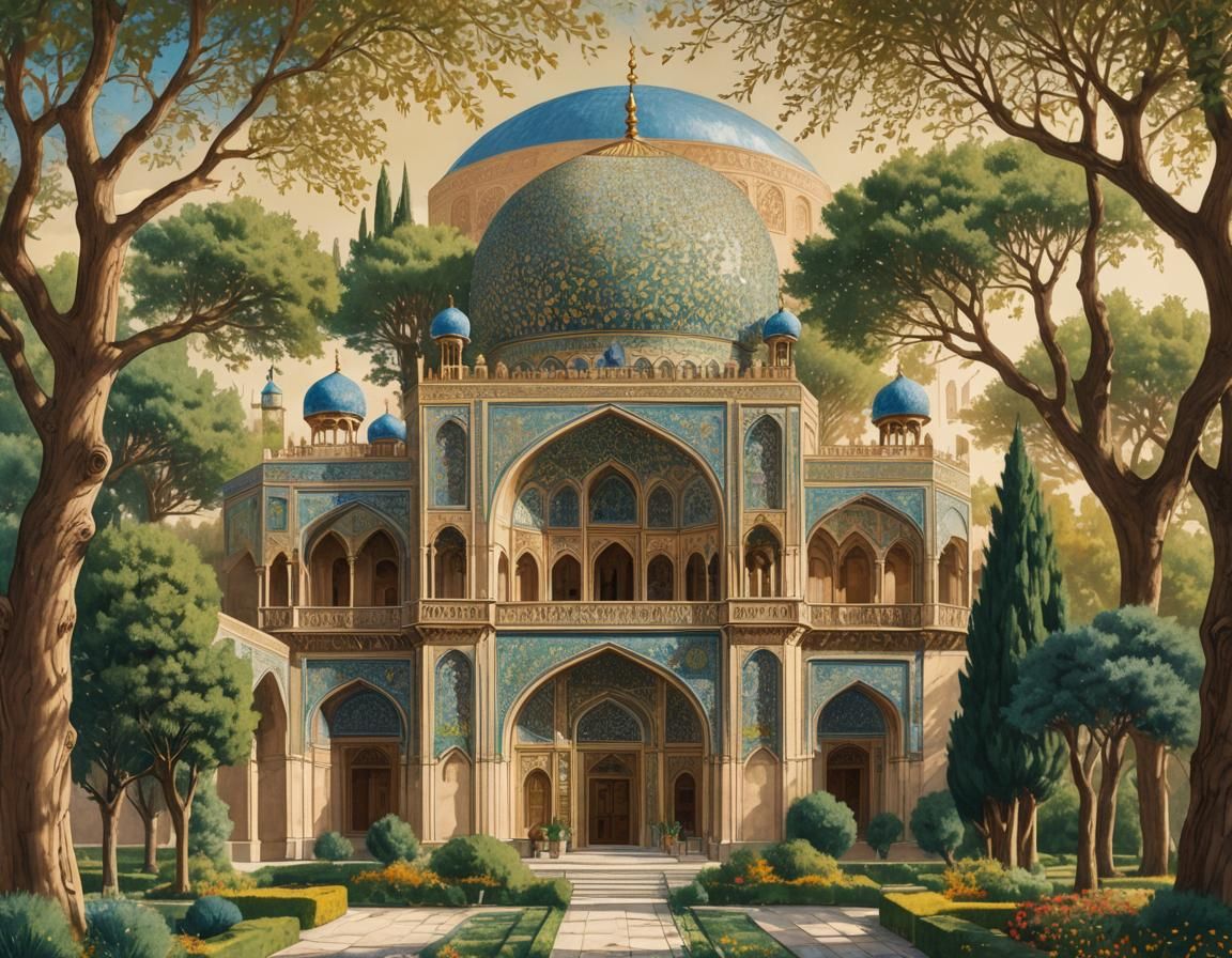 Majestic Persian Palace in Miniature Style