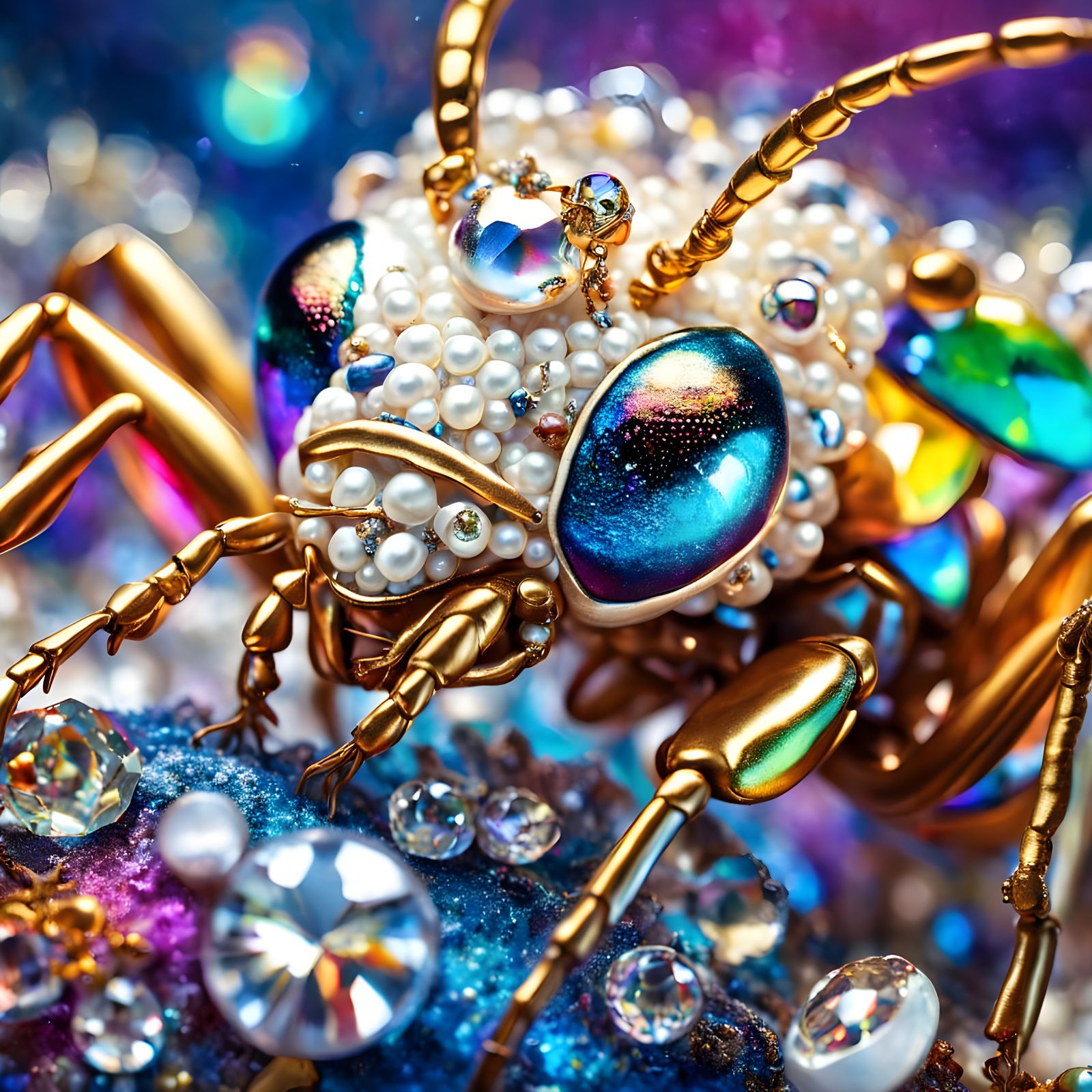 Queen Ant Encrusted with Diamonds and Pearls