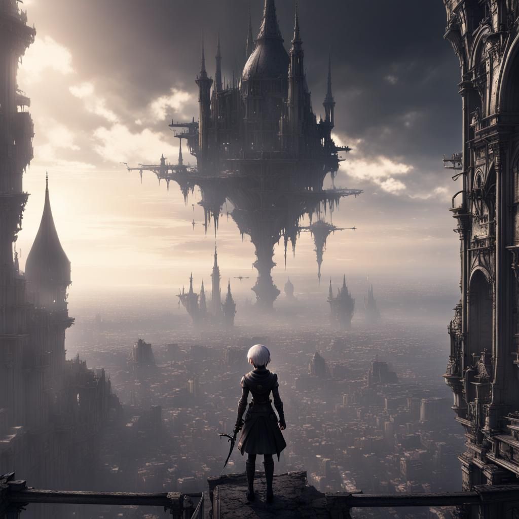 Yorha 2B in Epic Digital Matte Painting