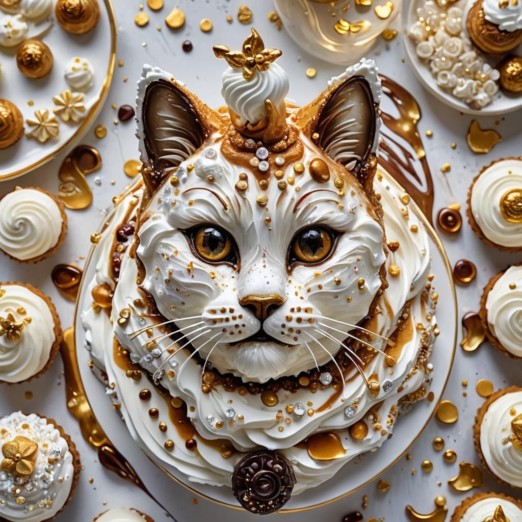Cat-Shaped Dolce Monte Bianco Fantasy Dessert
