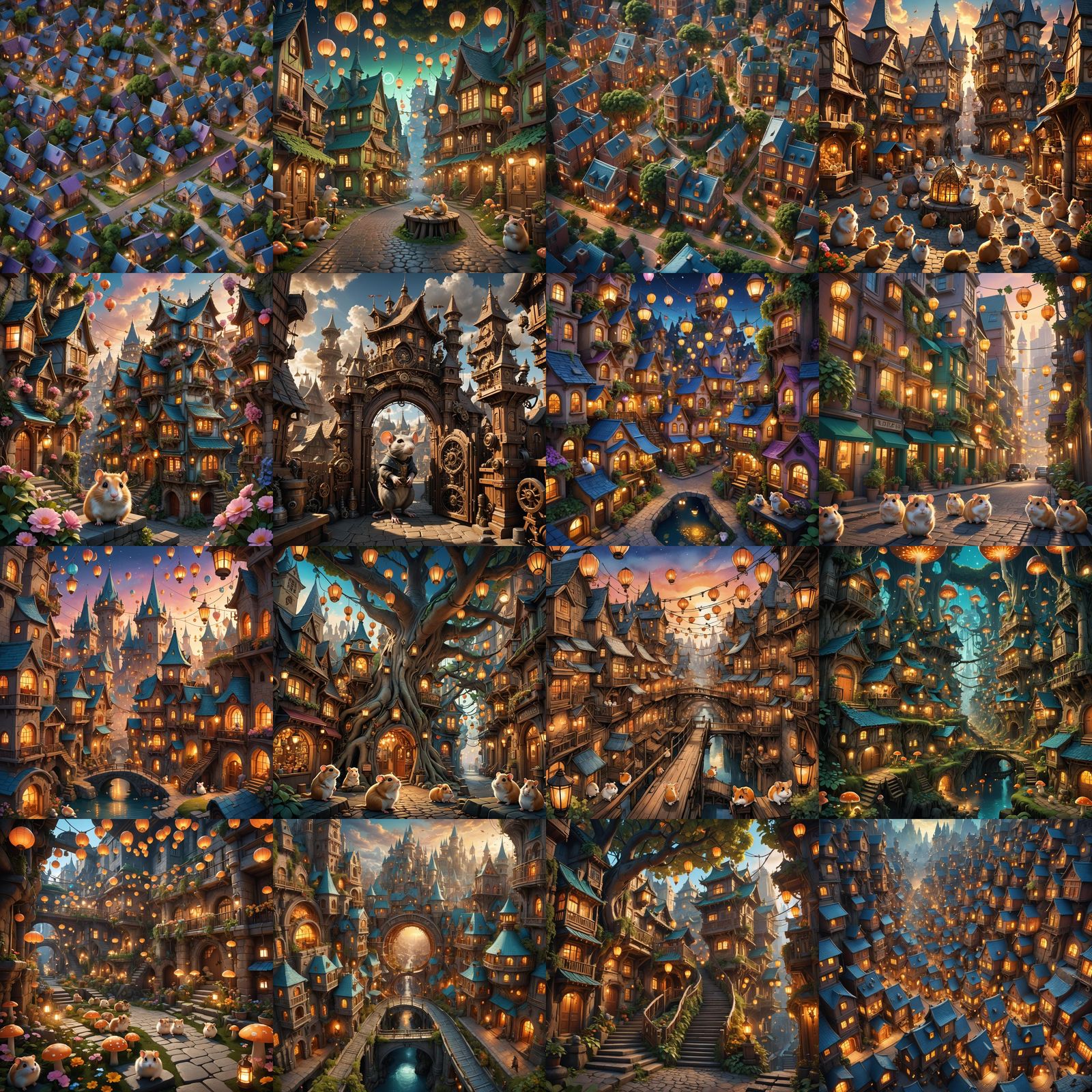 Fantastical Hamster City: Detailed Matte Painting