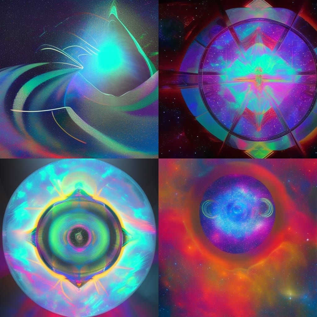 Holographic Astral Skies in Pablo Amaringo Style