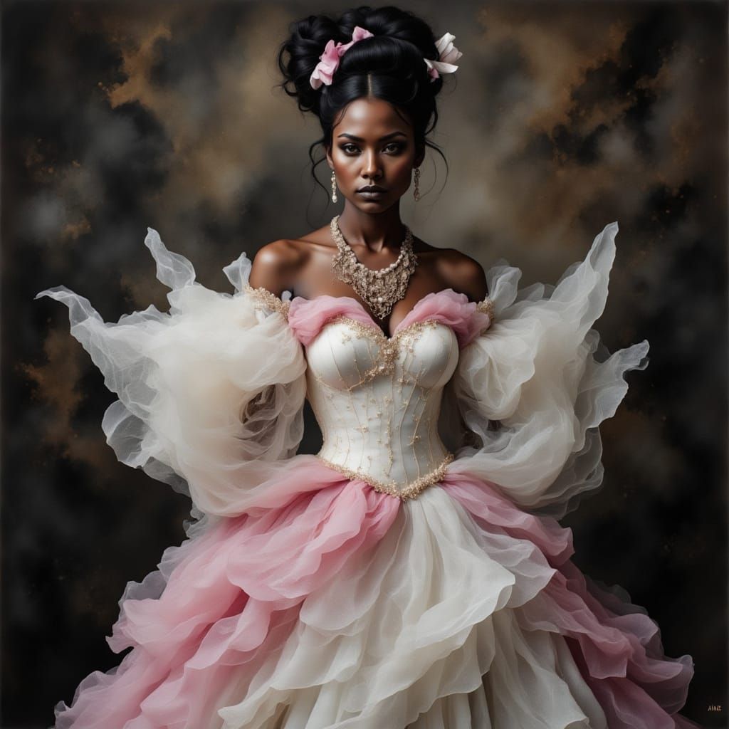 Gorgeous Polynesian Gentleman in Rococo Gown with Intricate ...