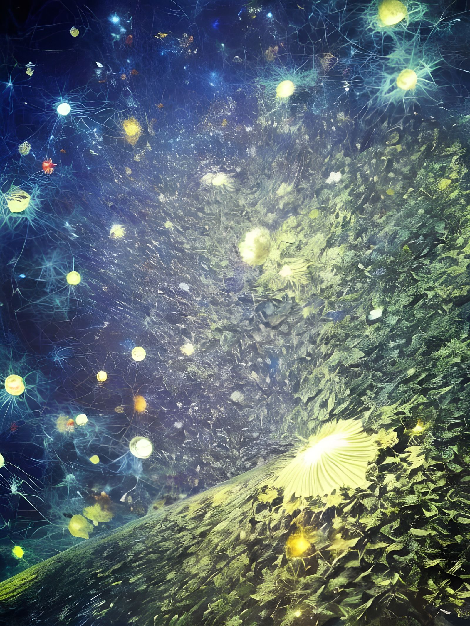 Dreamlike Nightscape with Magical Particles