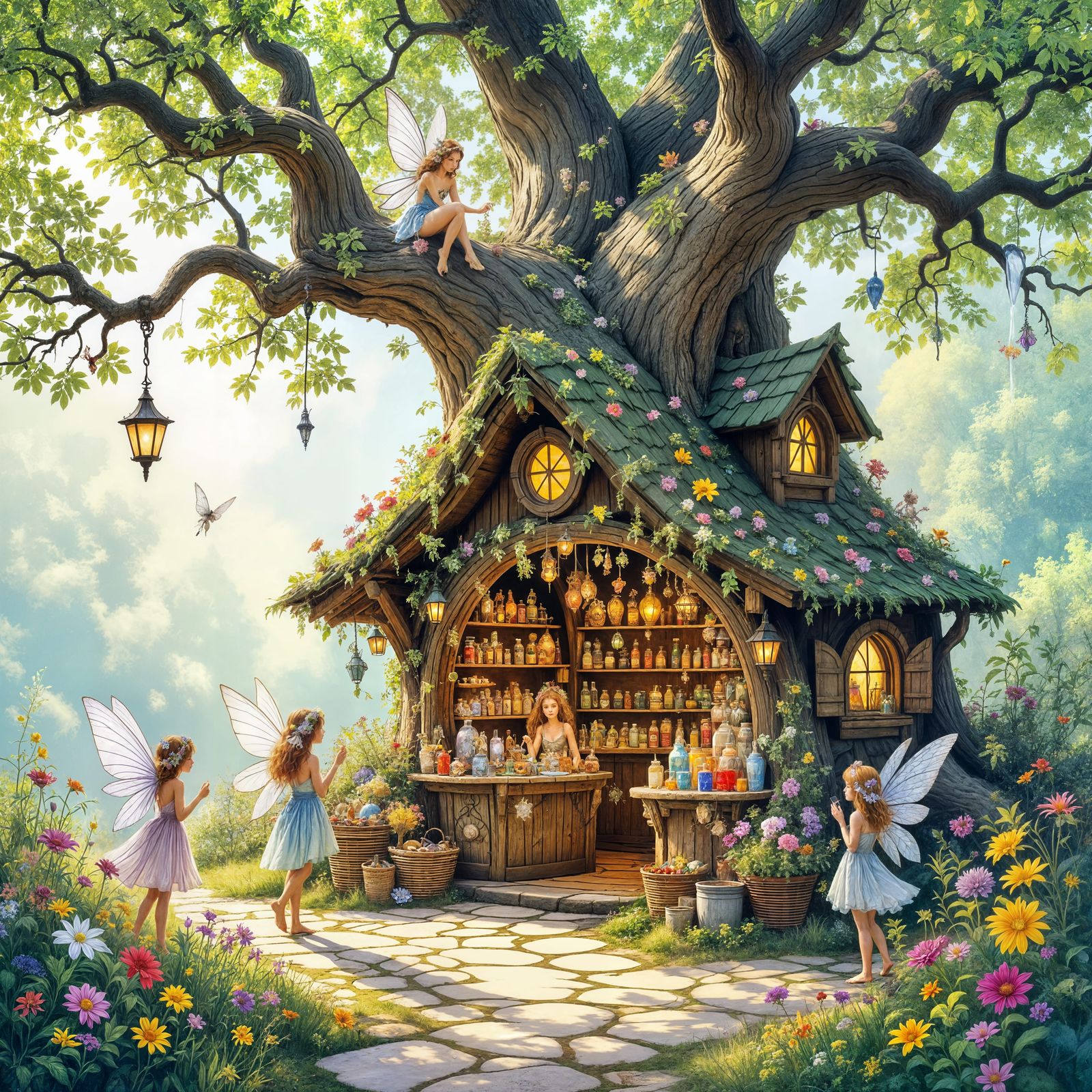 Enchanted Fairy Market in Art Nouveau Style