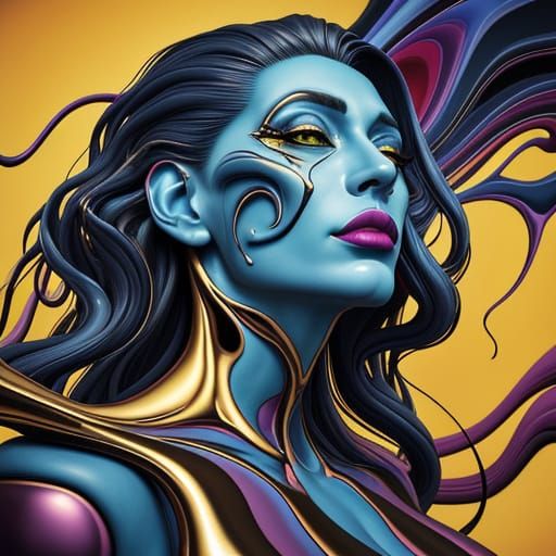 Surreal Distorted Portrait in a Dreamlike Landscape