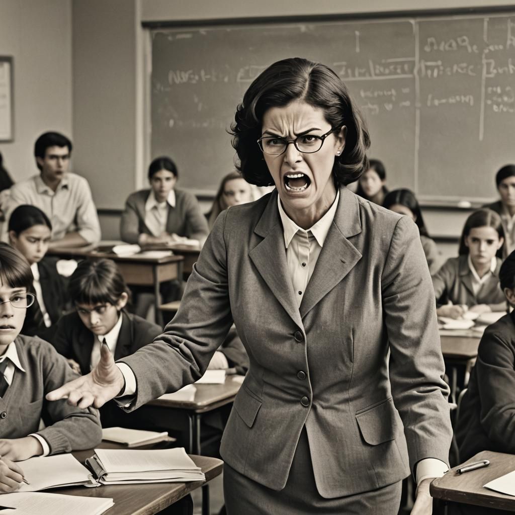 Angry Teacher in Classroom