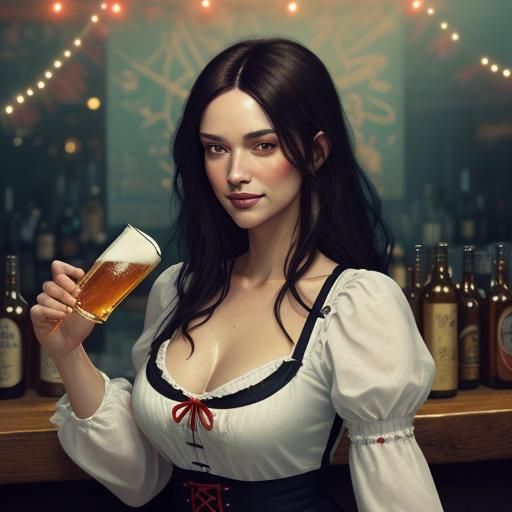 Bavarian Woman in Dirndl Dress, Oktoberfest Portrait