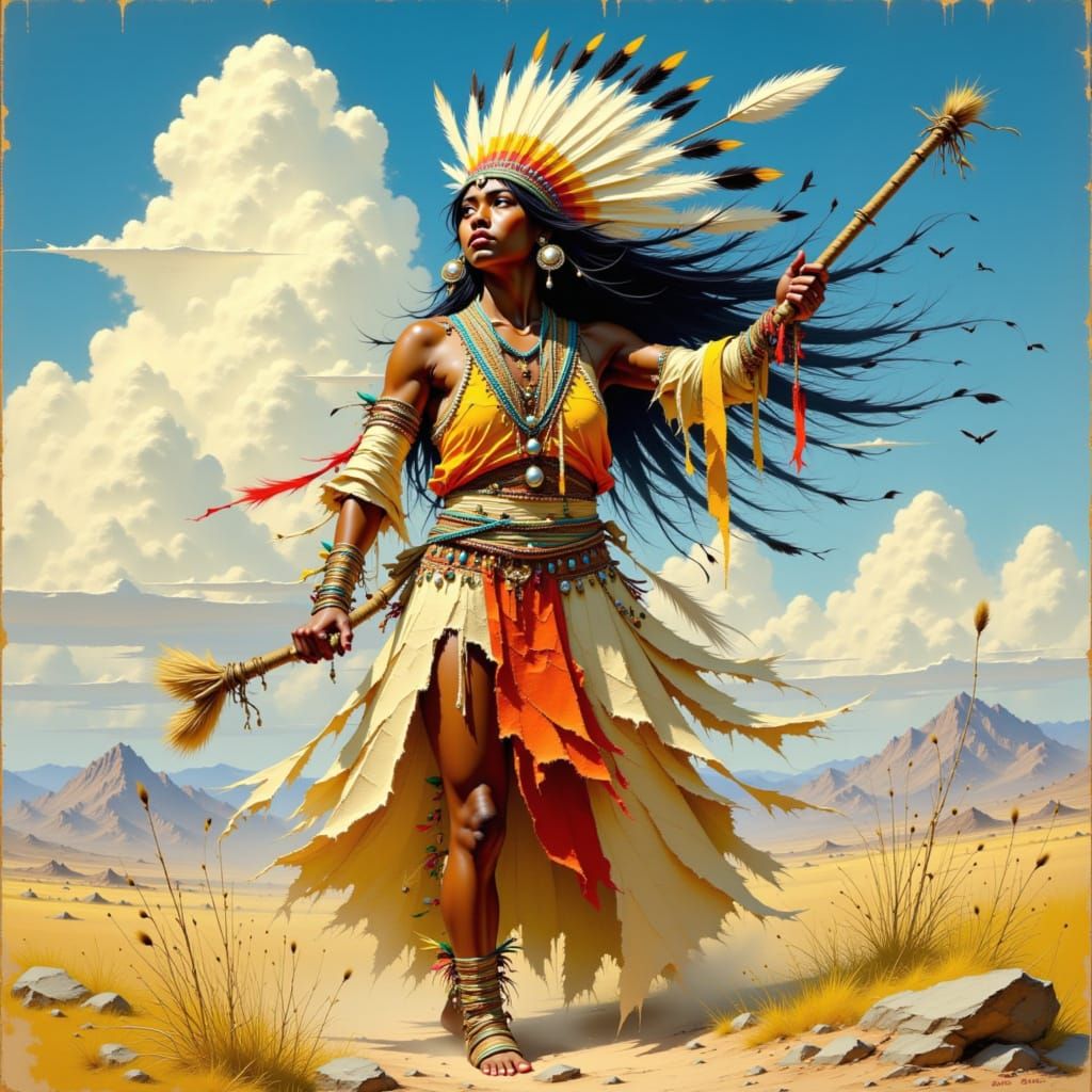 Native American Dancer in Sun Dance Ceremony