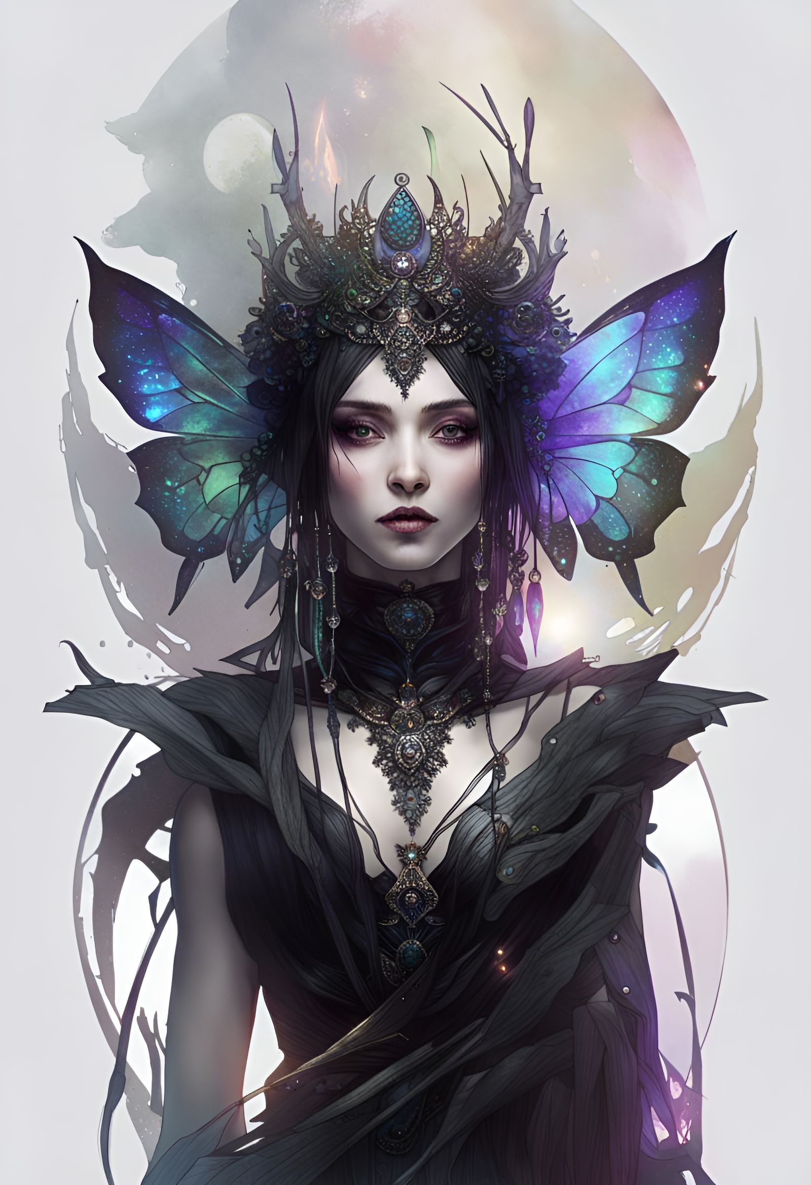 Gothic Queen with Fractal Eyes, Hyperdetailed Digital Art