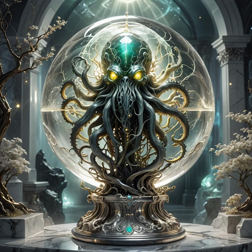 Crystal Cthulhu Anthropoid Monster in a Globe.
