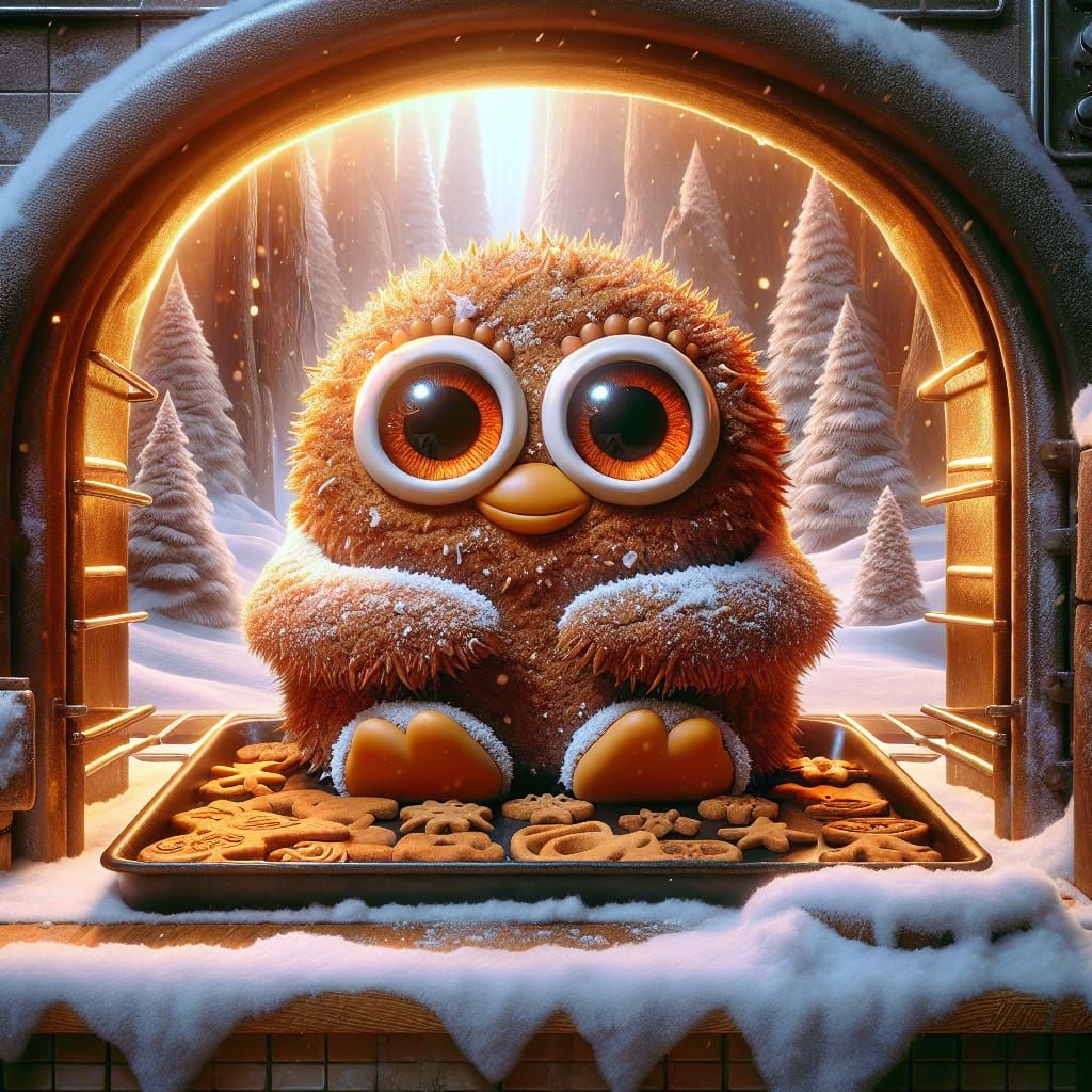 Ginger Cookie Character in Whimsical Oven Environment