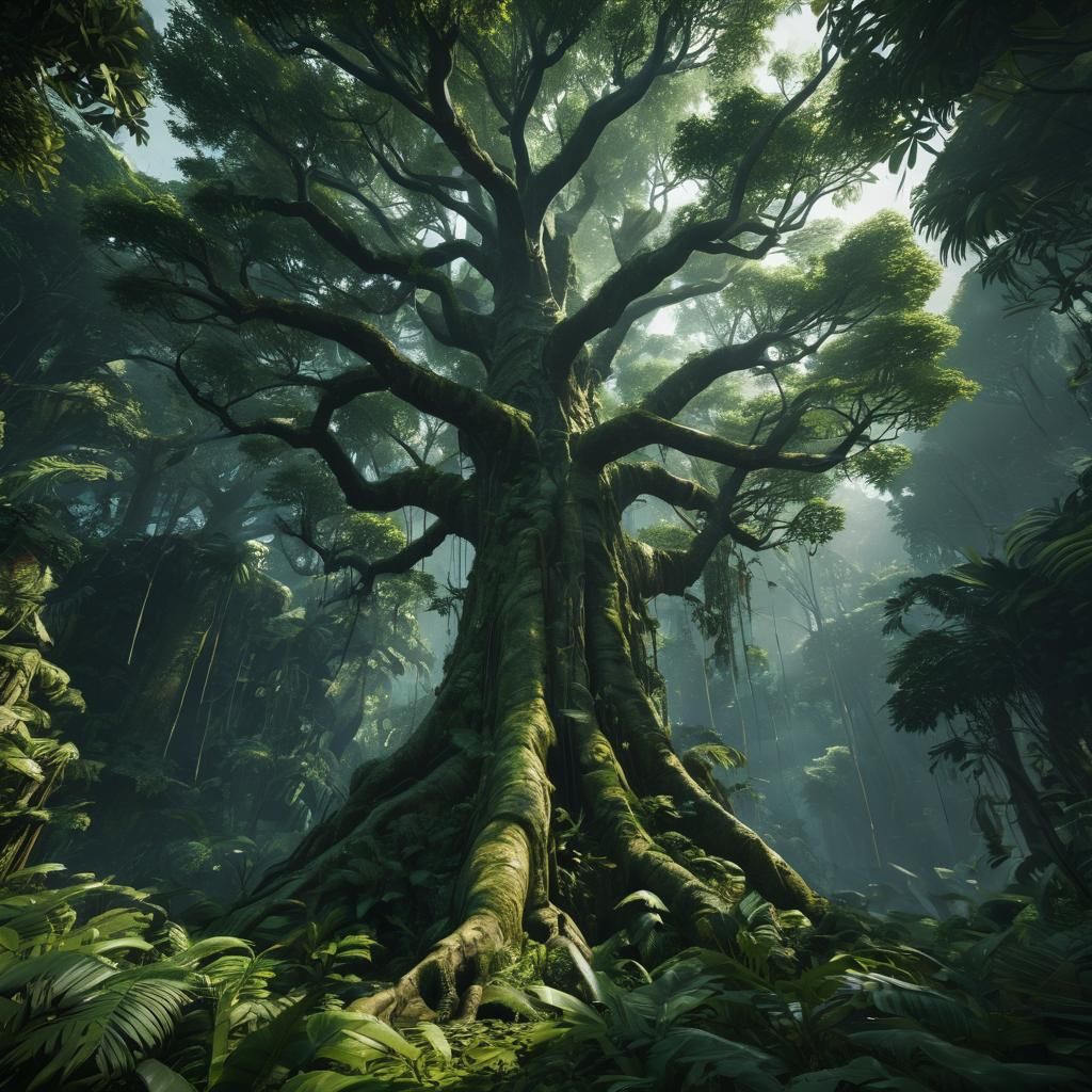 Lush Jungle Tree in Cinematic 3D Rendering