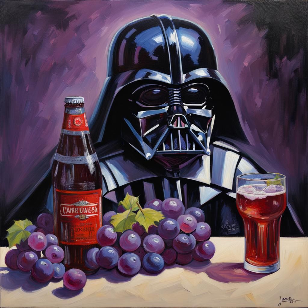 Darth Vader as Grape Soda, Oil Painting