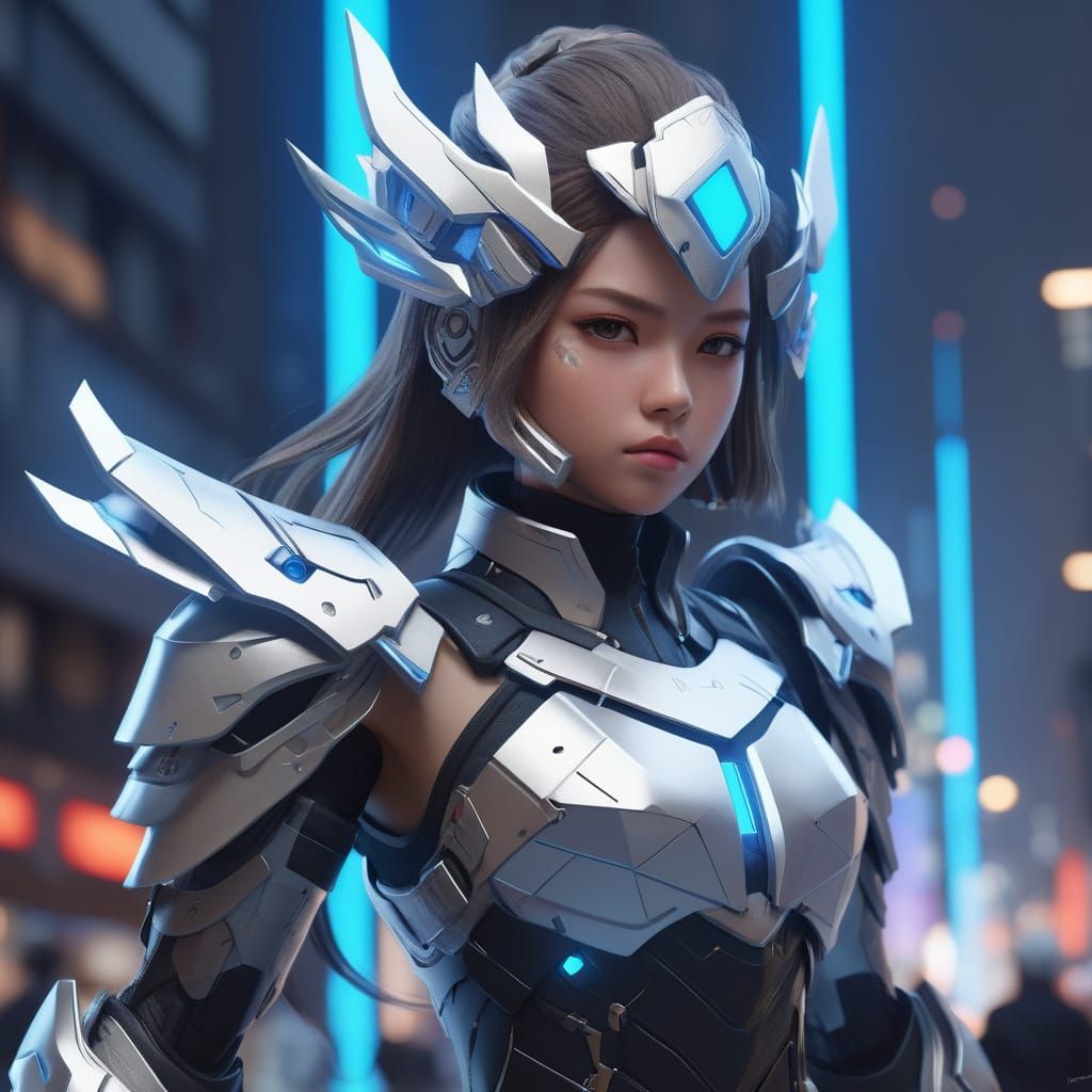 Futuristic Warrior Princess in 3D Anime Art Style