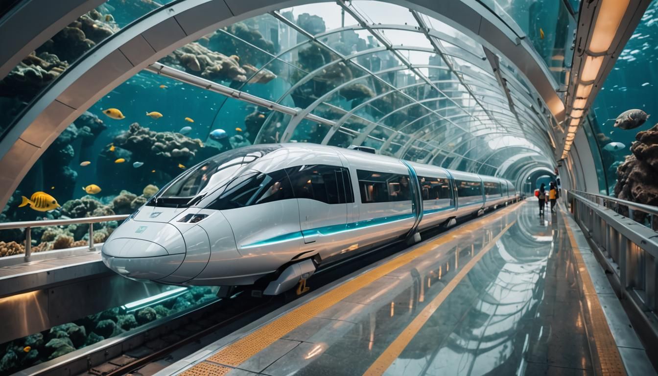 Futuristic Undersea Maglev Train Network