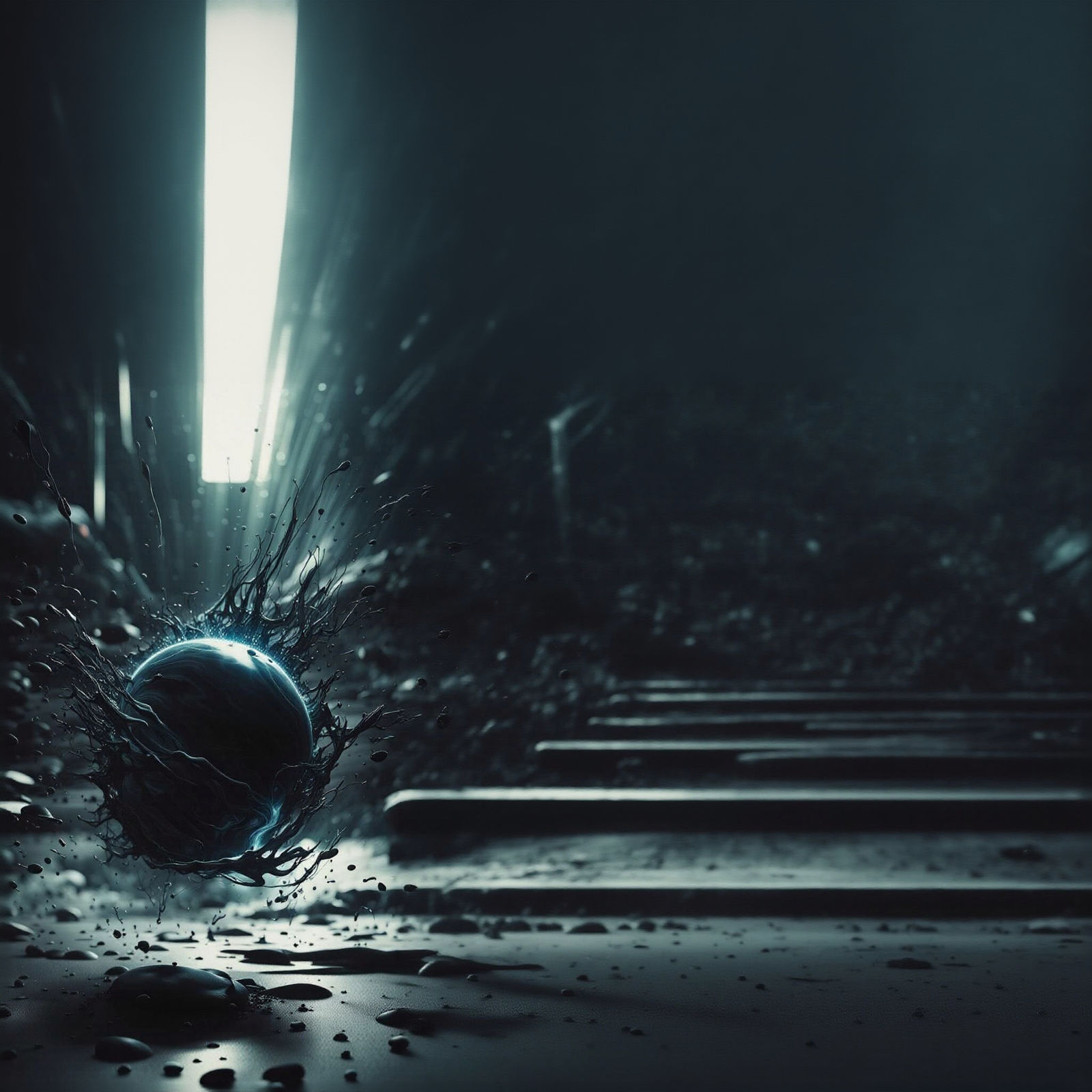 Abstract Exploding Fluid Object in Dark Sci-Fi Photography