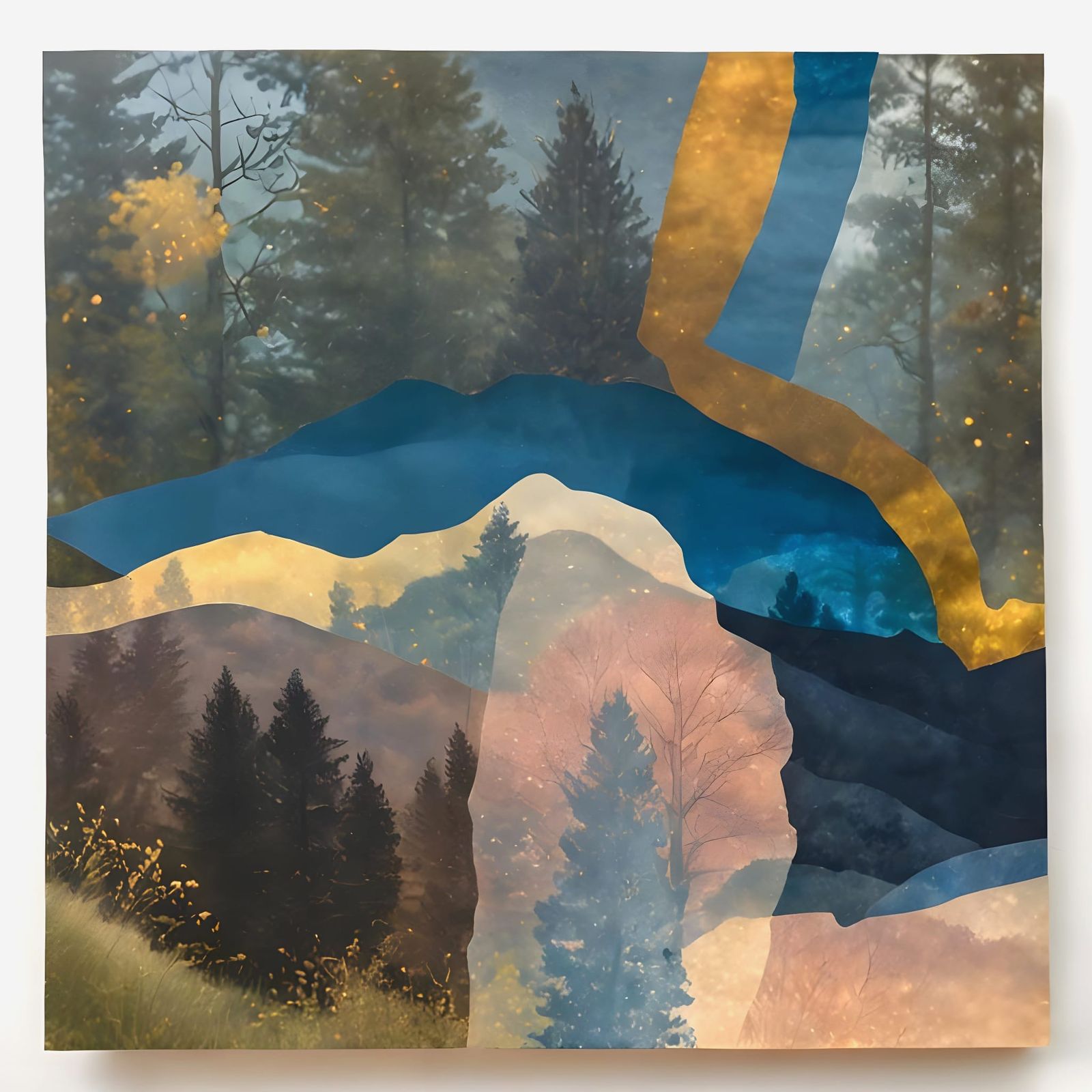 Landscape Double Exposure Through Woven Paper