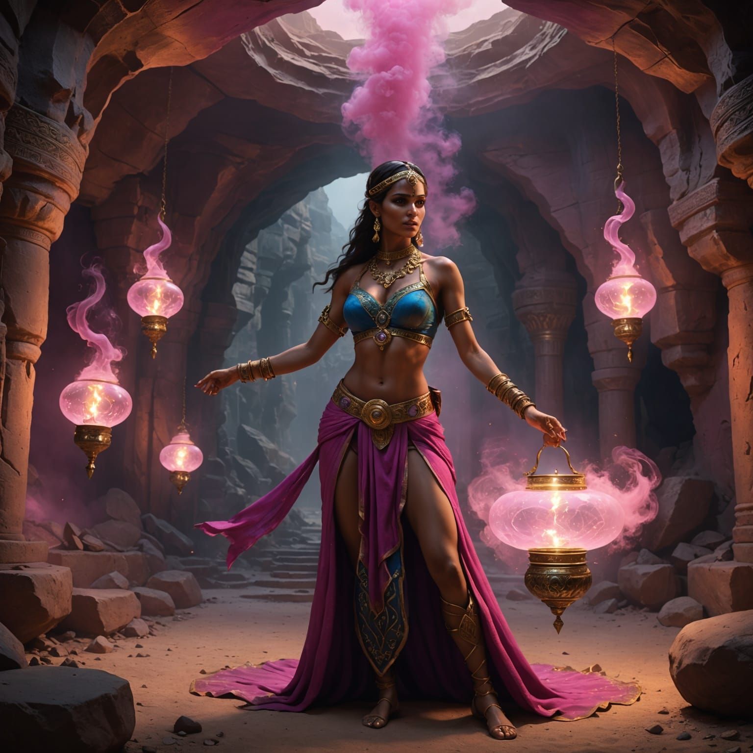 Mystical Arabian Siren Awakens from Ancient Cave